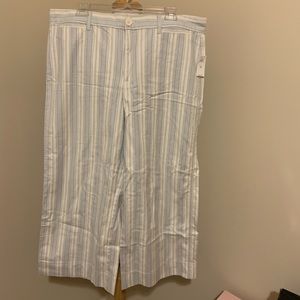 New GAP blue stripe wide leg crops